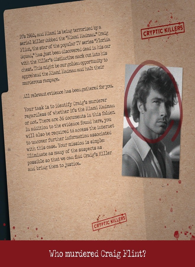 Cryptic Killers Unsolved murder mystery game - Cold Case Files Investigation Detective clues/evidence - Solve the crime - For individuals, date nights & party groups - Murder in Miami - Image 2